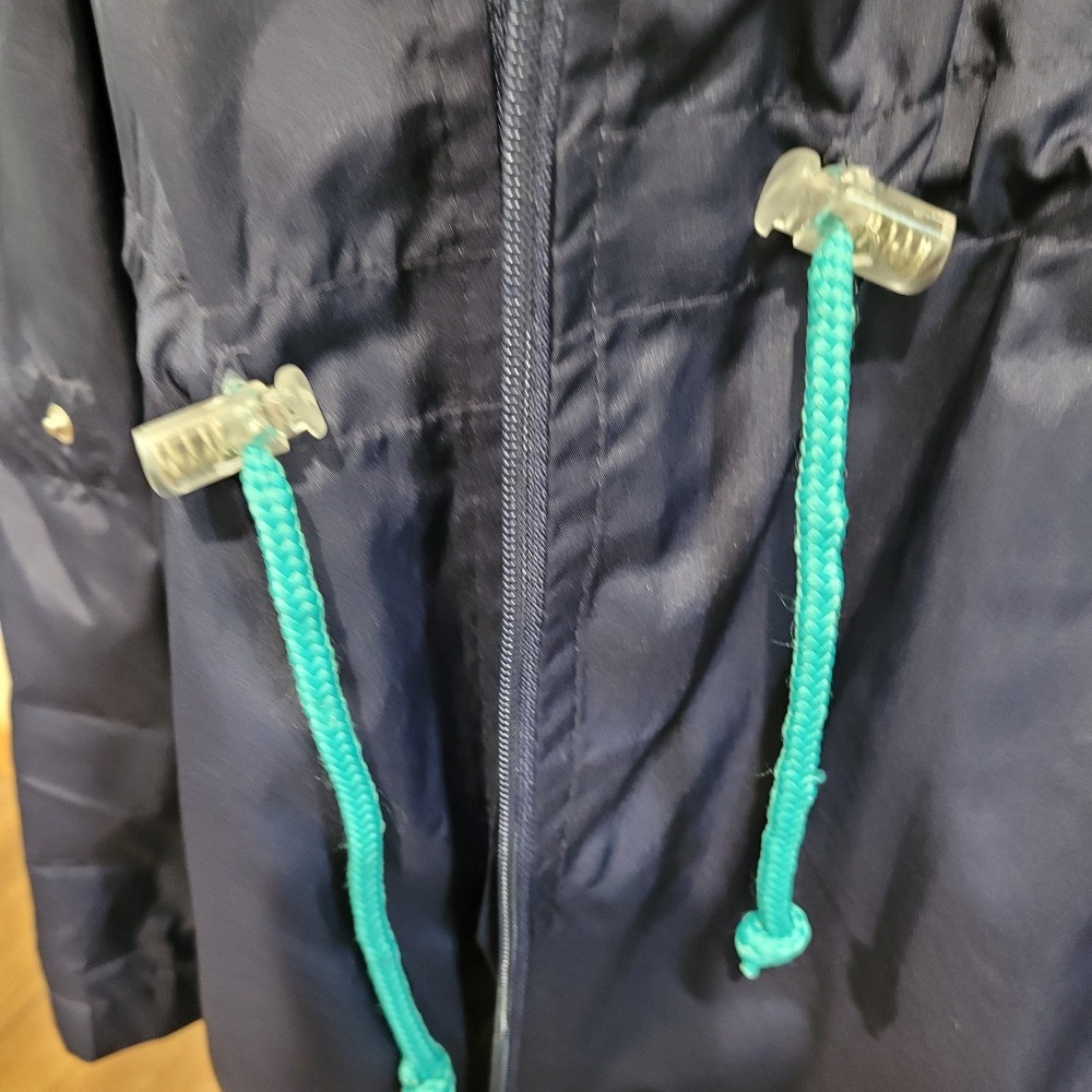Weather Tamer Womens SZ Lg 12-14 Parka in a‎ pocket Wind breaker w/hood blue EUC - Picture 5 of 10